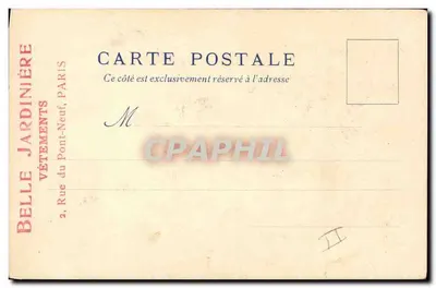 Exposição Universal de 1900 — O Velho Paris — Lembrança da Belle Jardinière, Paris — Verso