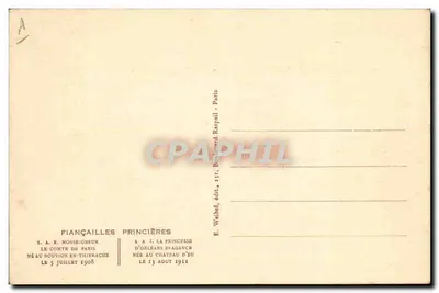S.A.I. A Princesa Isabelle d'Orléans-Bragance — S.A.R. O Conde de Paris — Editor E. Weibel, Paris — Verso
