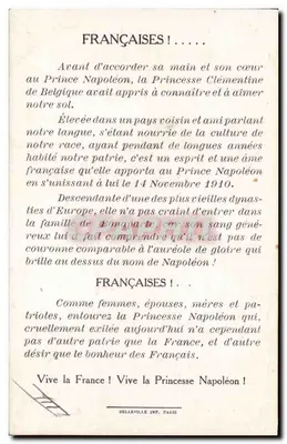 Princesza Clémentine z Belgii — Portret w stroju wieczornym — Belleville Imp. Paris — Rewers