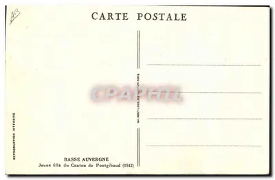 Jonge meisje uit het Canton van Pontgibaud — Basse Auvergne (1842) — Imp. Mont-Louis, 75015 Parijs — Achterkant