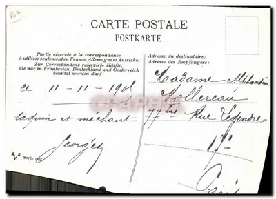 Auvergne — mulher em traje tradicional com cesta de legumes — J.H. Hatzal — Verso