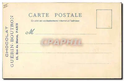 O Velho Paris — Exposição Universal de 1900 — Chocolate Guérin-Boutron, junto ao Padeiro — desenho de Apabada — Verso