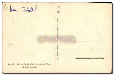 A Condessa de Paris e seus filhos — Jean Vincent La Boctie — número de série não visível — Verso