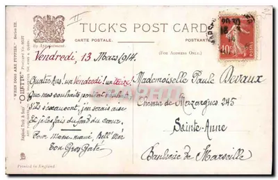 Kocury i szczeniaki — Oilette — B. Cobbs — Tuck's Post Card, seria III, nr 9437 — Rewers