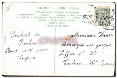 Frau mit zwei Kindern vor einem Haus — Verlag Union postale universelle, Serie III Nr. 346 — Rückseite