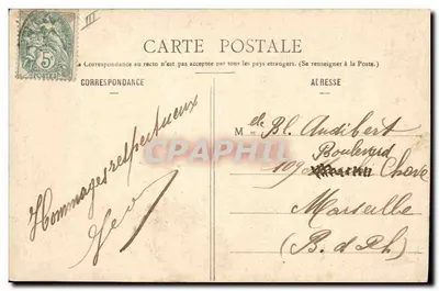 Traje dos arredores de Clermont-Ferrand — Lib. Bougé-Béal, 21, Rue de l'Éon, Clermont-Ferrand — n° 201 — Verso