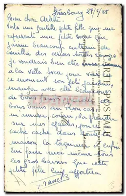 Menina com cesta de cerejas — ilustração — Correspondência ao Rép. — Verso