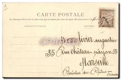 Tirailleurs Argelinos — À la sopa — Bizerte, 29 de novembro de 1905 — Editor V. Olivier — Verso