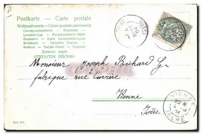 Crianças em barcos — cena de praia — série 303, editor União Postal Universal — Verso
