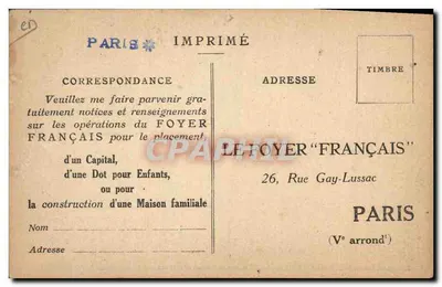 Maison édifiée en 1925 à Dammarie-les-Lys — Société Le Foyer Français, éditeur imprimé sur la carte — Verso