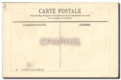 Camponesas da Auvergne — Tipos da Auvergne n°10 — L.C. editor — Verso