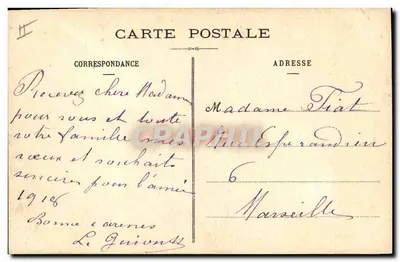 Efeu-Zweig — Frohe Neujahr — 15 Centime-Stempel — Rückseite