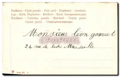 Bambina con un gatto — anno 1906 — serie 493 — Verso