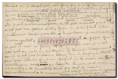 Un couple dans un salon — scène romantique avec lune anthropomorphique — éditeur Union Postale Universelle — Rewers