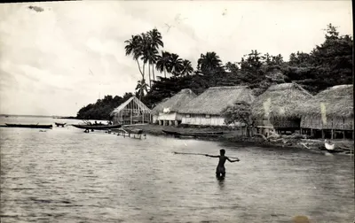 Vila tropical costeira — aldeia de pescadores com cabanas de palha — número de série 2