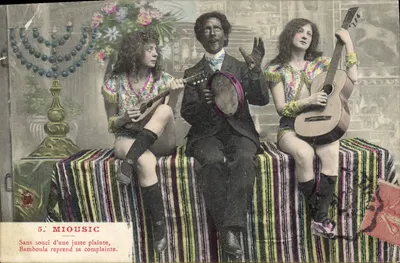 Bilhete postal antigo Homem Negro Negre Miousic