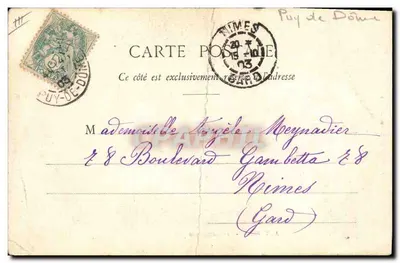 Bilhete postal antigo Folklore Auvergne La montagnarde — Verso