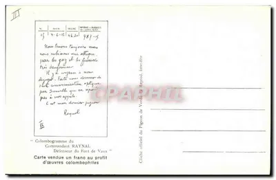 Pombo — 'É meu último pombo' — Verdun-Goural, n°15 — Verso