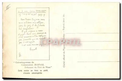 Papagaai — 'Dit is mijn laatste papagaai' — Officiële papagaai van het Fort van Vaux, nr. 15 — Achterkant