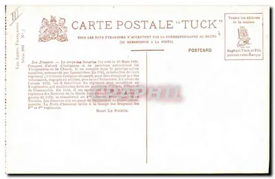 Zouaves — Companhia de zouaves em marcha — N. Beroud, série 981, editor Tuck — Verso