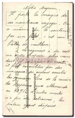 Bandeira do 4º Regimento de Zouaves — Cavaleiro da Legião de Honra, oito menções à Ordem do Exército — Editor: Carre Postale, Tunísia — Verso