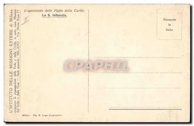 Bilhete postal antigo Homem Negro Missão Religiosa La S Infanzia — Verso