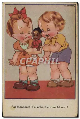 Dois crianças com boneca preta — L. Goudech, editor