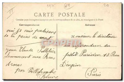 Villefranche (Rodano) — La Cassa di Risparmio — B. E., Parigi, n°19 — Verso