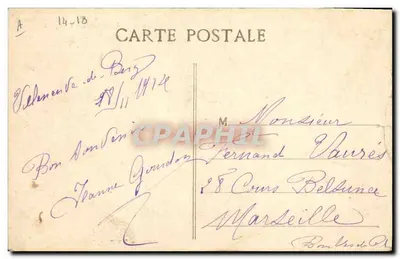 Compiegne — Um destacamento de Zouaves preparando seu jantar — Edição S.M.P., Rue Fanachière, Marseille — Verso