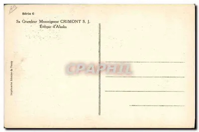 Bispo do Alasca — Monsenhor Crimont S.J. — Imprensa Federal de Nany — Verso