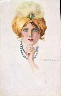 Jovem mulher com turbante decorado — T. Corbelli — Edição italiana