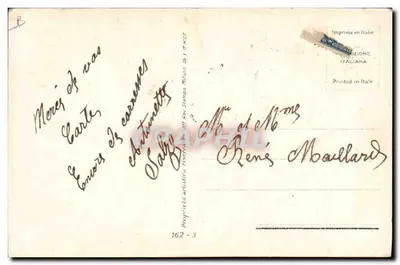Frau mit Blumenhut — Zwischen verzierten Vorhängen — Verlag T. CORBELL — Rückseite
