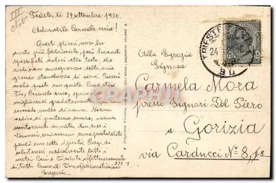 Bilhete postal antigo Fantasia Ilustrador Corbella Mulher Urso — Verso
