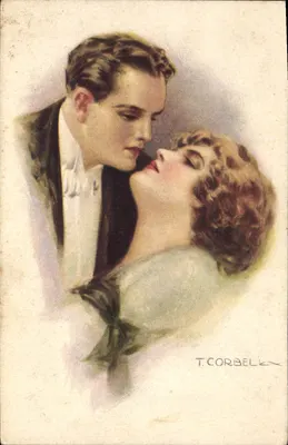 Casal apaixonado — ilustração — T. Corbelle