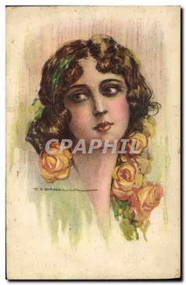 Mulher Jovem com Rosas — T. Corbel — Impresso na Itália