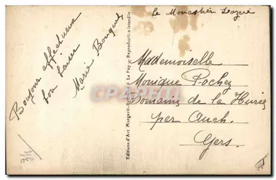 La Paysanne au chapeau à l'ombre — Ancienne coiffure de fête des paysannes des Cévennes — éditeur LE PUY, n° 5567 — Verso