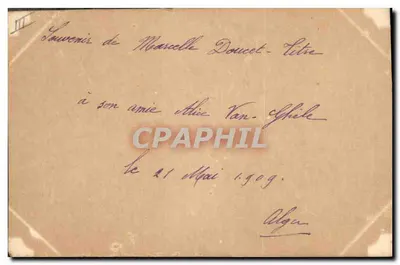 Violettenbloemen — waterverf — ondertekend 'H.F.' — serie III — Achterkant