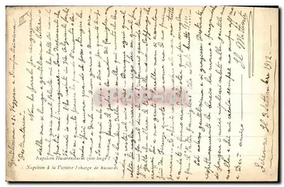 Napoleón en la victoria — carga de húsares — T. Drill — Reverso