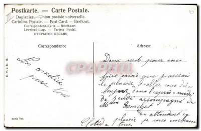 Frau mit Körben — ländliche Szene mit Kindern in einem Baum — Verlag K.V.L.B. Nr. 790 — Rückseite