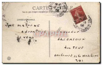 Sartis — jeune femme en robe colorée et chapeau à plume — éditeur Walery Paris, n° 2074 — Rewers
