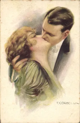 Um casal abraçado — ilustração de T. Corbella — editor Milan Stampa, n° 17