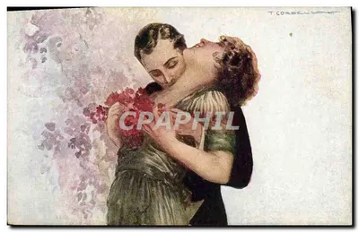 Um casal abraçado — ilustração de T. CORBELLI — editor Milan, n° 1140