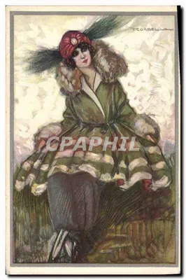 Mulher com capa de pele — T. Corbel — editor desconhecido