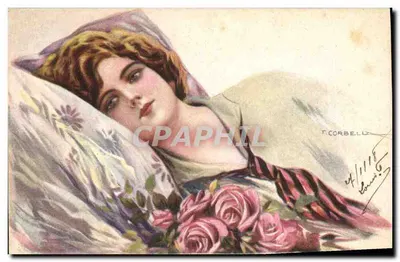 Jovem mulher dormindo — rosas — T. Corbella, n° 4/1118