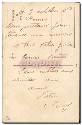 Mulher em uniforme militar — diante de uma bandeira britânica — desenho de Anouflaite, editor A. Herubini — Verso