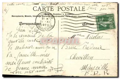 Donna in abito tradizionale — Buon Anno — M. Bernard — Verso
