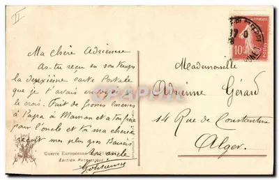 Vrouw met kippen en haan — P. Colin — Patriotische uitgave — Achterkant