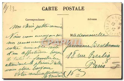 Houdan — Galinha e Galo — Edição Tondeur, Hôtel du Plat-d'Étain, Houdan — Verso