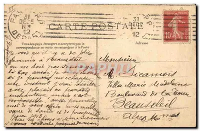 Camponeses Auvergnats — série 1588 — V.D.C. e ELD — Verso