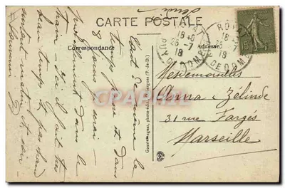 Twee personen in traditionele kleding — Auvergne — G. d'O. n° 1014 — Achterkant